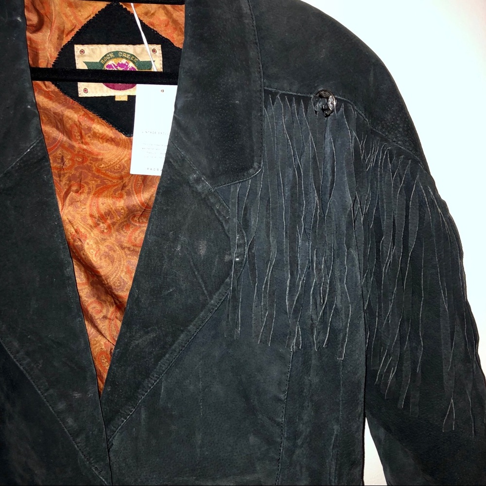 Vintage Rock Creek Fringe Leather Jacket Sz Large